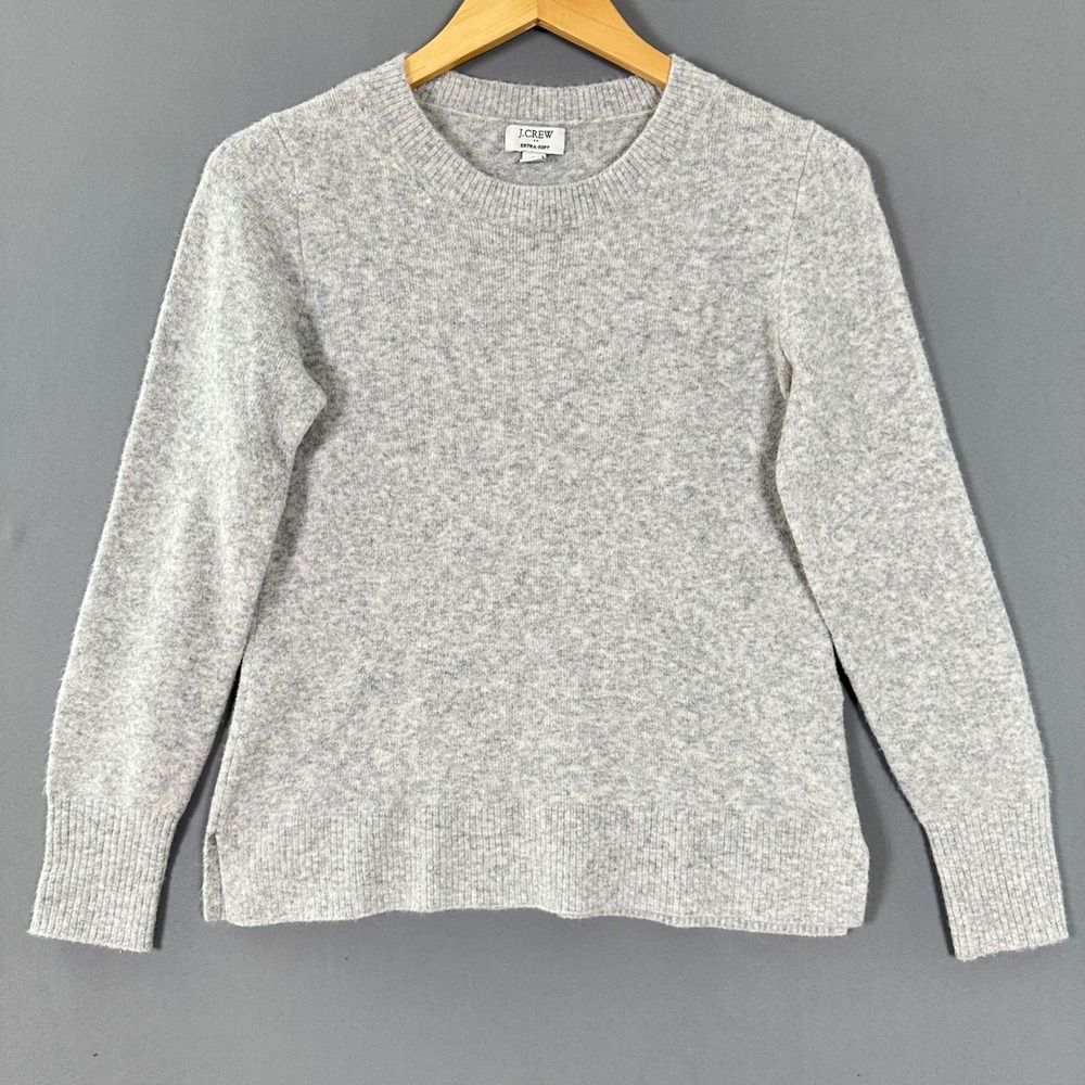 J Crew Extra Soft Crewneck Sweater Womens Small Gray Wool Blend Knit Pullover